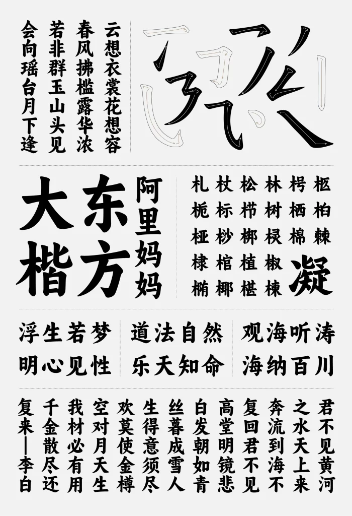 【阿里妈妈东方大楷】基于颜真卿的多宝塔碑算法生成并结合人力完成的一套字库